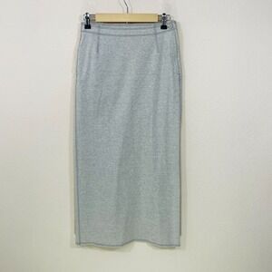 ISSEY MIYAKE Midi Skirt Size M Stretch Cotton 20" Side Slit Light Gray Logo